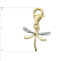 Apart Zawieszka charms z żółtego złota z brylantami - ważka - 0,04 ct - próba 375< Charms Z Diamentami
