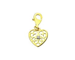 Apart Zawieszka charms z żółtego złota z brylantem - serce - 0,008 ct - próba 585< Wszystkie