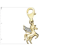 Clearance Apart Zawieszka charms z żółtego złota z diamentami - jednorożec - 0,01 ct - próba 375