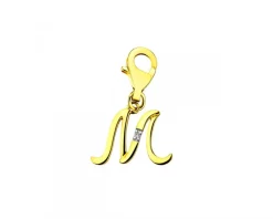 Hot Apart Zawieszka charms z żółtego złota z diamentem - litera M - 0,004 ct - próba 375