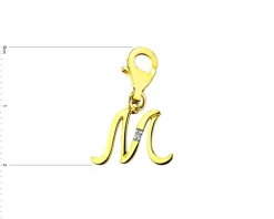 Hot Apart Zawieszka charms z żółtego złota z diamentem - litera M - 0,004 ct - próba 375