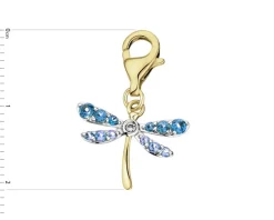 Clearance Apart Zawieszka charms z żółtego złota z diamentem i topazami - ważka - próba 375