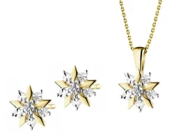 New Apart Zawieszka i kolczyki z żółtego złota z diamentami - komplet - 0,01 ct - próba 375