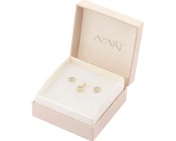 New Apart Zawieszka i kolczyki z żółtego złota z diamentami - komplet - 0,01 ct - próba 375