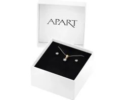 New Apart Zawieszka i kolczyki z żółtego i białego złota z diamentami - komplet - 0,01 ct - próba 375