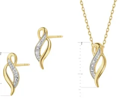 Apart Zawieszka i kolczyki z żółtego złota z diamentami - komplet - 0,01 ct - próba 375< Wszystkie