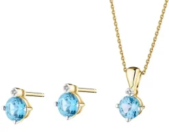 Outlet Apart Zawieszka i kolczyki z żółtego złota z diamentami i topazami - komplet - próba 375