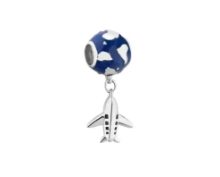 Sale Apart Zawieszka srebrna beads - samolot, kula ziemska
