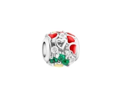 New Apart Zawieszka srebrna beads dla dziecka z cyrkoniami i emalią - koniczyna, serce