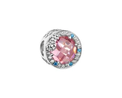 Apart Zawieszka srebrna beads z cyrkoniami - kwiaty