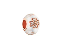 Discount Apart Zawieszka srebrna beads z cyrkoniami i emalią - koniczyna