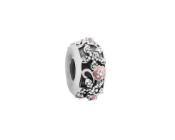 Online Apart Zawieszka srebrna beads z cyrkoniami i emalią - stoper - kwiaty