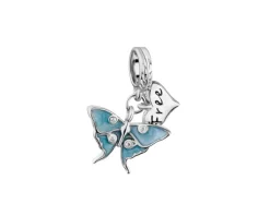 Apart Zawieszka srebrna beads z cyrkoniami i emalią - motyl, serce< Beads
