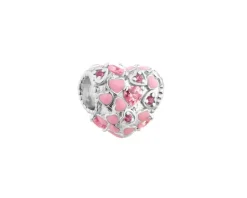 Clearance Apart Zawieszka srebrna beads z cyrkoniami i emalią - serce