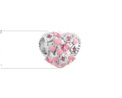 Clearance Apart Zawieszka srebrna beads z cyrkoniami i emalią - serce