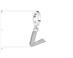 Online Apart Zawieszka srebrna beads z cyrkoniami - litera V