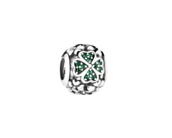 Outlet Apart Zawieszka srebrna beads z cyrkoniami - koniczyna