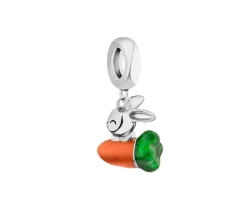 Outlet Apart Zawieszka srebrna beads z emalią - zajączek, marchewka