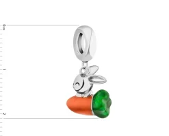 Outlet Apart Zawieszka srebrna beads z emalią - zajączek, marchewka