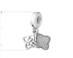 Apart Zawieszka srebrna beads z cyrkoniami - kwiaty< Beads