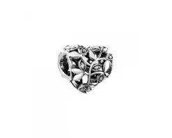 Apart Zawieszka srebrna beads z cyrkoniami - liście, serce< Beads