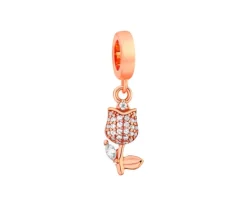 Apart Zawieszka srebrna beads z cyrkoniami - tulipan