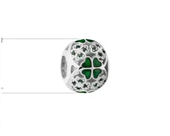 Online Apart Zawieszka srebrna beads z cyrkoniami i emalią - koniczyna