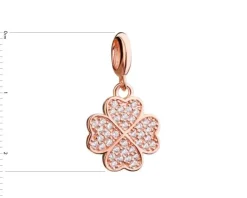 New Apart Zawieszka srebrna beads z cyrkoniami - koniczyna