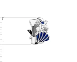 Outlet Apart Zawieszka srebrna beads z cyrkoniami - stoper - rozgwiazda, muszelka