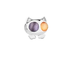Apart Zawieszka srebrna beads z kamieniem jubilerskim kocie oko - kot< Beads