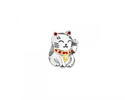 Outlet Apart Zawieszka srebrna beads z emalią - kot Maneki Neko
