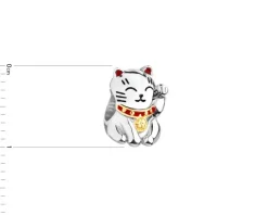 Outlet Apart Zawieszka srebrna beads z emalią - kot Maneki Neko