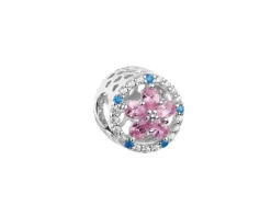 Sale Apart Zawieszka srebrna beads z cyrkoniami - kwiaty