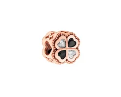 Apart Zawieszka srebrna beads z cyrkoniami - koniczyna, serce< Beads