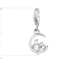 Sale Apart Zawieszka srebrna charms z cyrkoniami - koty, Księżyc