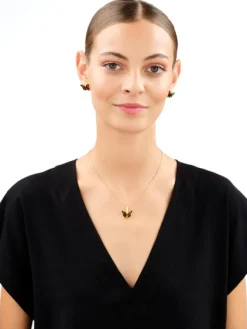 Outlet Apart Zawieszka srebrna z bursztynem - motyl
