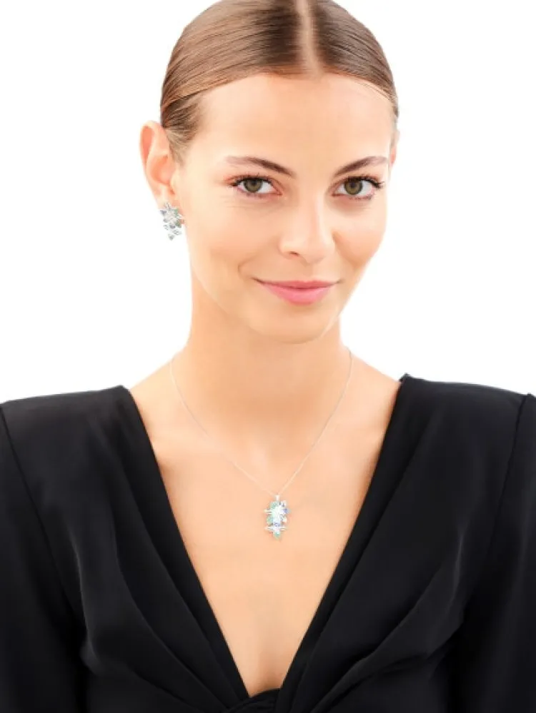 Apart Zawieszka srebrna z cyrkoniami - kwiat, liście< Wszystkie