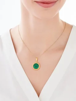 Clearance Apart Zawieszka srebrna z malachitem - koło