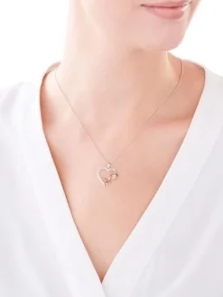 Sale Apart Zawieszka z białego i różowego złota z diamentami - serce, róża - 0,05 ct - próba 375