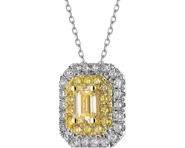 Discount Apart Zawieszka z białego i żółtego złota z diamentami - 0,60 ct - próba 585