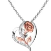 Best Apart Zawieszka z białego złota pozłacana różowym złotem z diamentami - serce, róża - 0,05 ct - próba 585