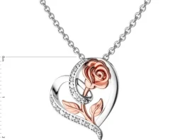 Best Apart Zawieszka z białego złota pozłacana różowym złotem z diamentami - serce, róża - 0,05 ct - próba 585