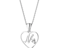 Online Apart Zawieszka z białego złota z diamentem - litera M, serce - 0,005 ct - próba 585