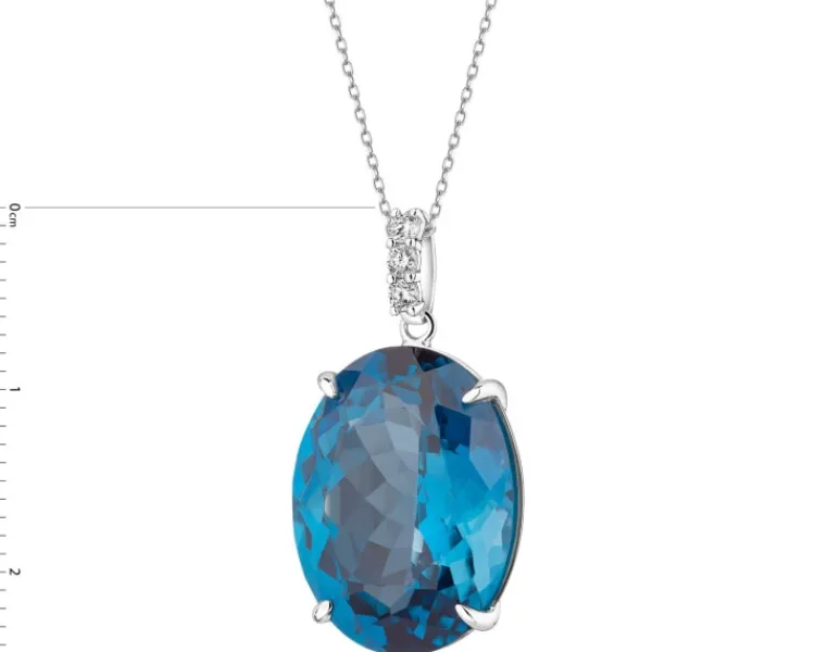 Discount Apart Zawieszka z białego złota z brylantami i topazem London Blue - próba 585