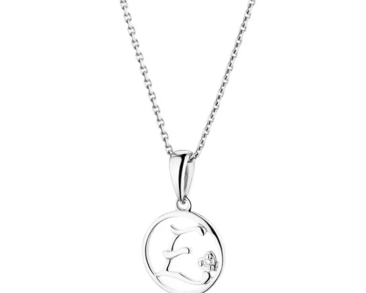 Apart Zawieszka z białego złota z diamentem - litera E - 0,003 ct - próba 585< Zawieszki