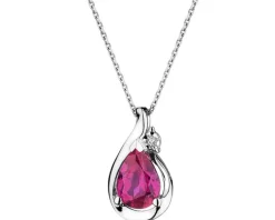 Clearance Apart Zawieszka z białego złota z diamentem i rubinem syntetycznym - próba 375