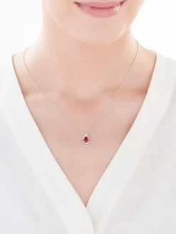 Clearance Apart Zawieszka z białego złota z diamentem i rubinem syntetycznym - próba 375
