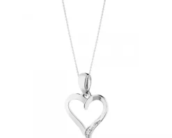 Clearance Apart Zawieszka z białego złota z diamentem - serce - 0,002 ct - próba 585