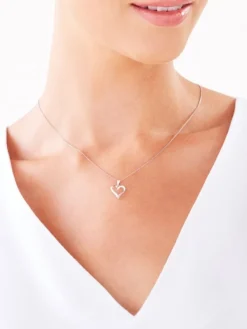 Clearance Apart Zawieszka z białego złota z diamentem - serce - 0,002 ct - próba 585