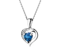 Sale Apart Zawieszka z białego złota z diamentem i topazem London Blue - serce - próba 375
